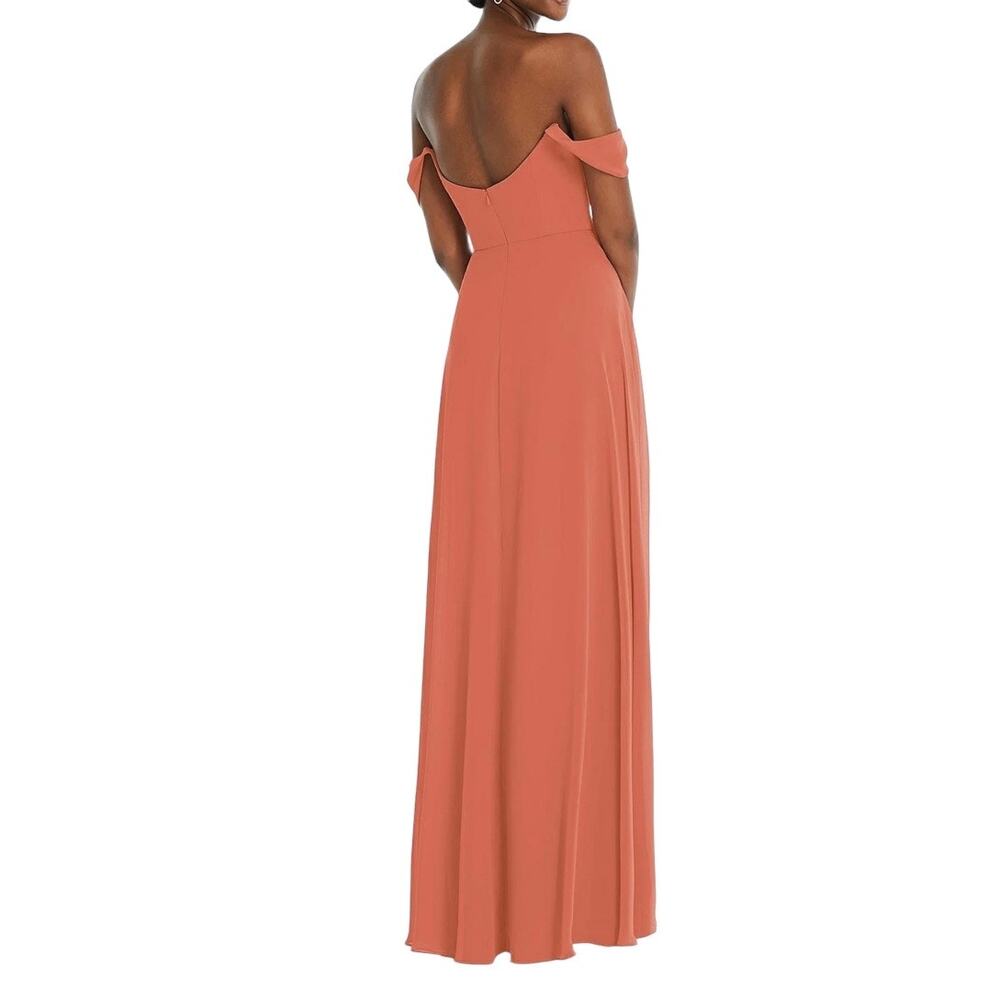 After Six Terracotta Off Shoulder Basque Neck Maxi Dress Evening Gown 8 NWT - Picture 2 of 15